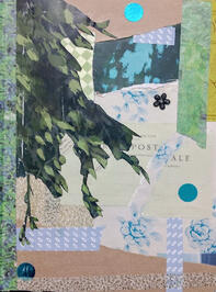 A single page collage themed around a forest on a rainy day