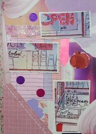 A single page collage themed around a date at a diner