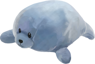 A semirealistic digital rendering of a light blue seal beanie baby
