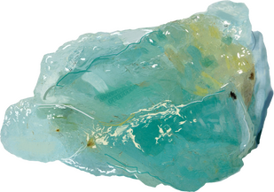 A semirealistic digital rendering of a light turquoise/aqua cool rock